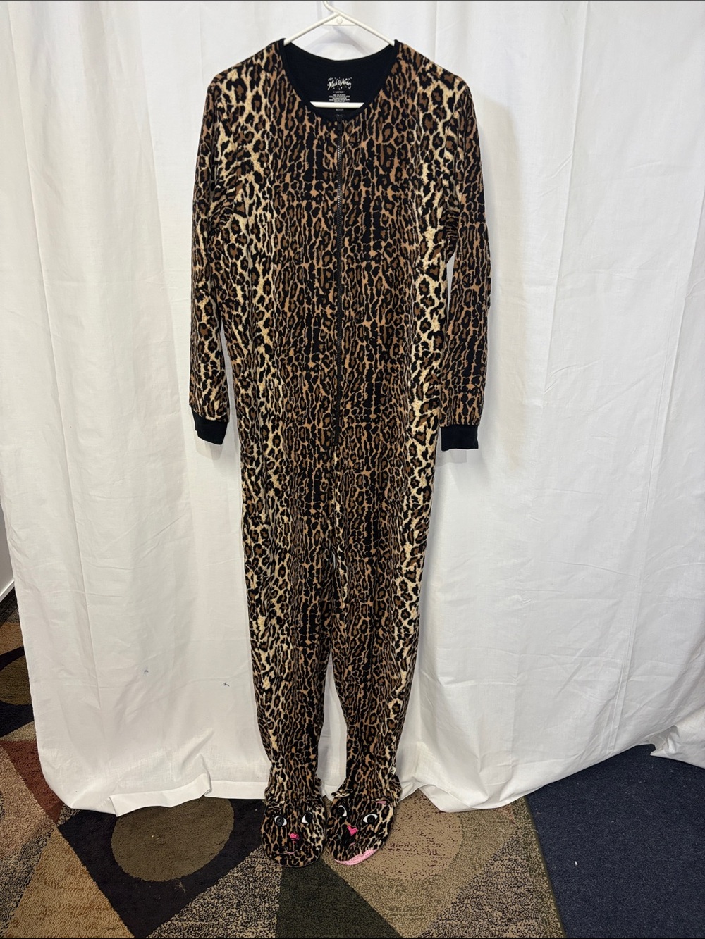 Nick & Nora Leopard Print Long-Sleeve Jumpsuit - Brown & Black